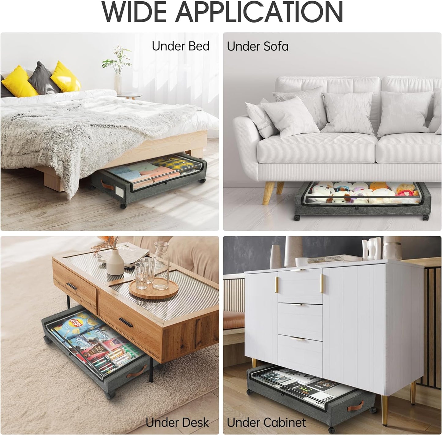Under Bed Storage: 2/4Pack Rolling Drawers