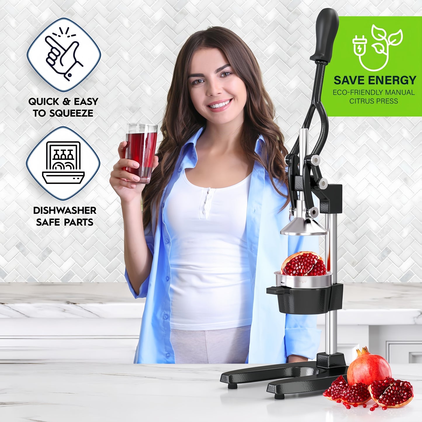 Extra-Large Manual Citrus Juicer + Steel Cup