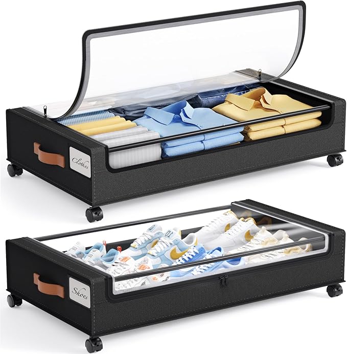 Under Bed Storage: 2/4Pack Rolling Drawers