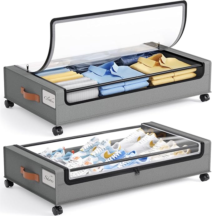 Under Bed Storage: 2/4Pack Rolling Drawers