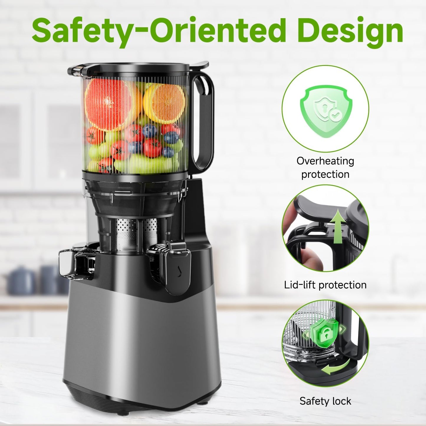 400W Cold Press Juicer: 5.3" Chute, High Juice Yield
