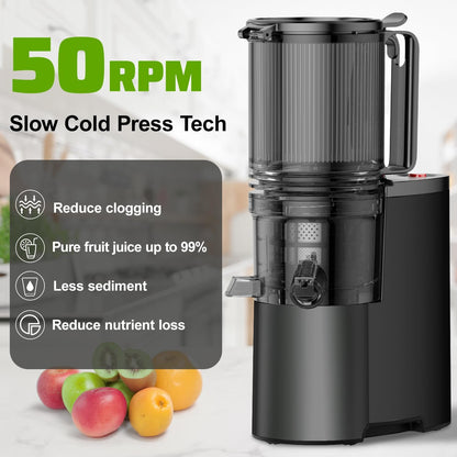 400W Cold Press Juicer: 5.3" Chute, High Juice Yield