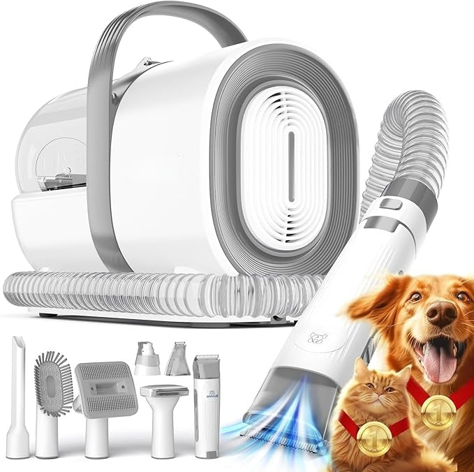 Pet Grooming Vacuum + Clipper, Grinder & 7 Tools