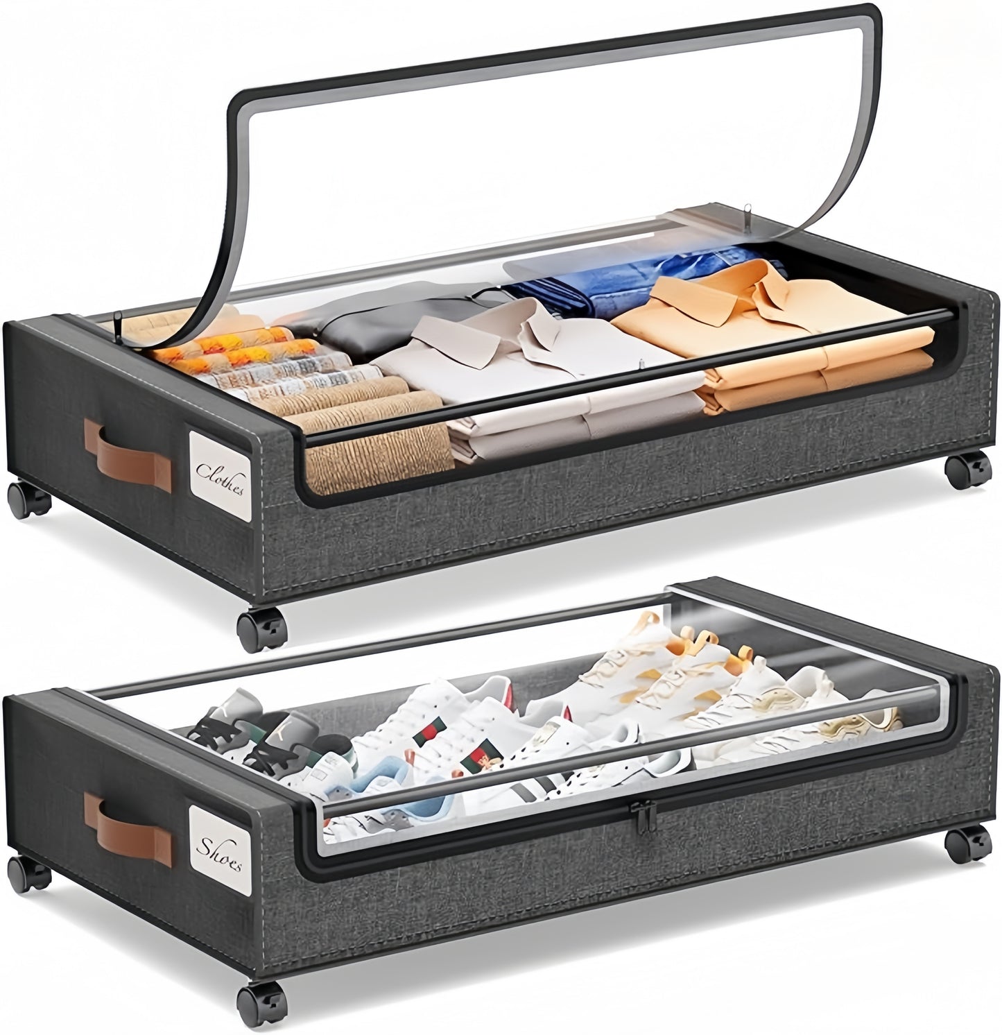 Under Bed Storage: 2/4Pack Rolling Drawers