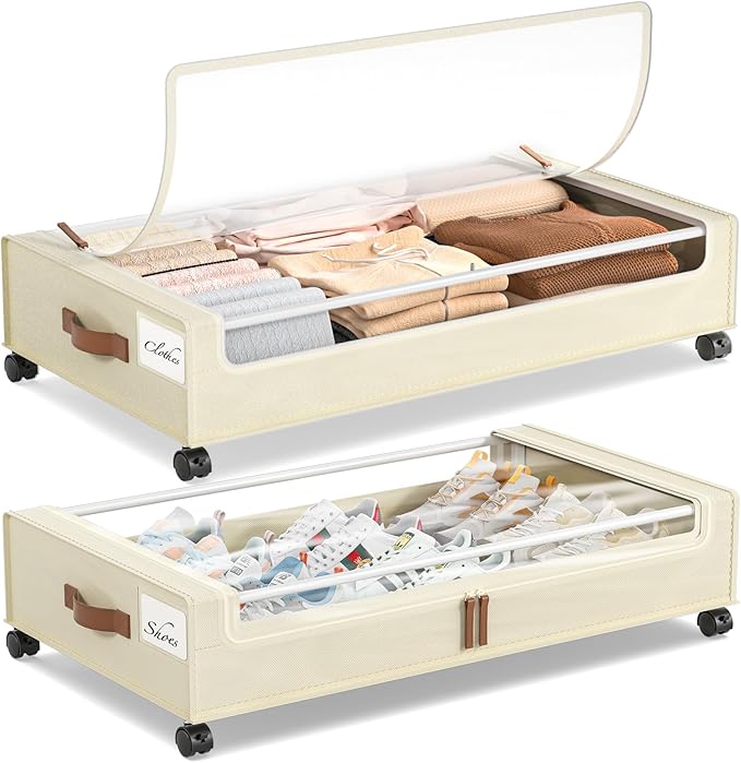 Under Bed Storage: 2/4Pack Rolling Drawers