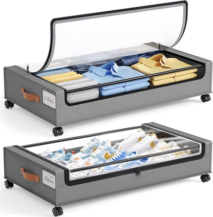 Under Bed Storage: 2/4Pack Rolling Drawers